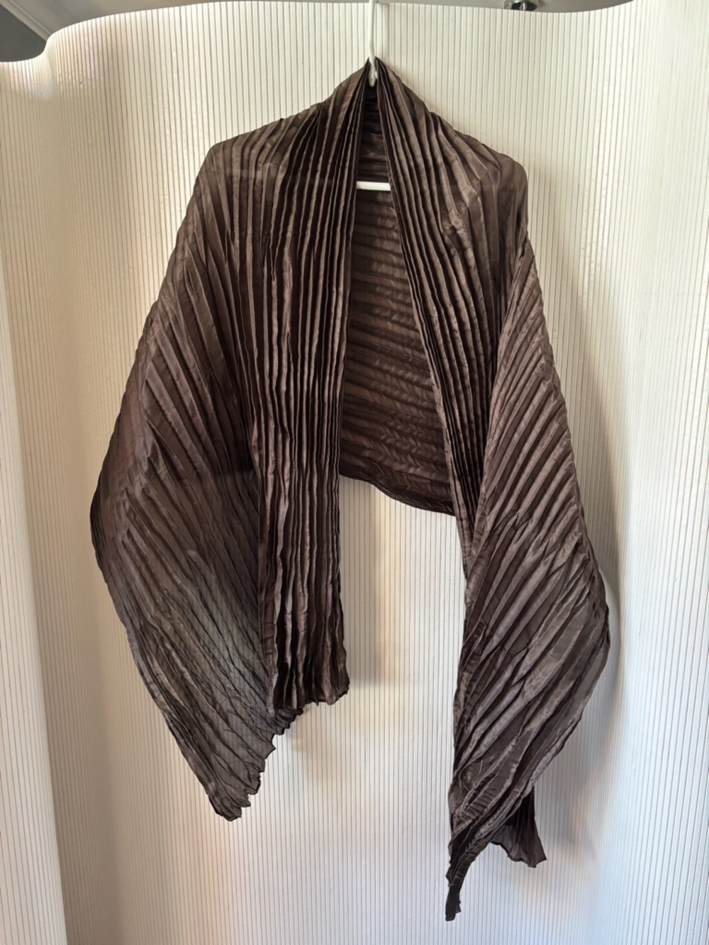 Eileen Fisher Dark Brown Crinkled Lightweight Scarf